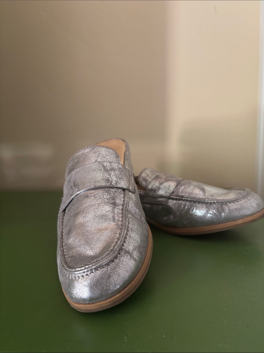Naturalizer Women's Metallic Silver Slip-On Loafers - Picture 2 of 5